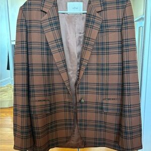 Aritzia - Wilfred Burgundy Plaid Blazer